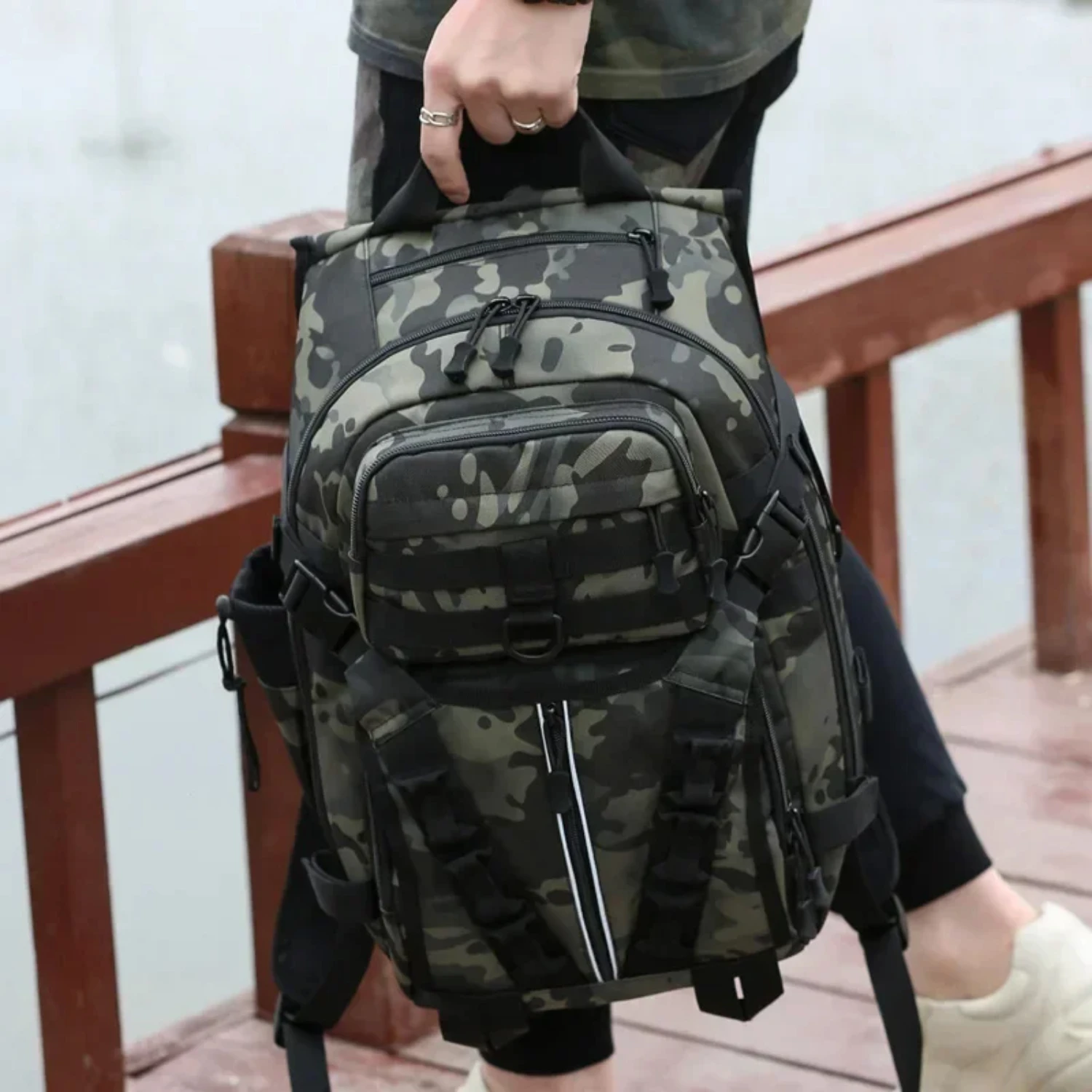 Men Fishing Lure Rod Box Camping Climbing Backpack Hunting Multi- Military Tactical Men Bags Fishing Shoulder