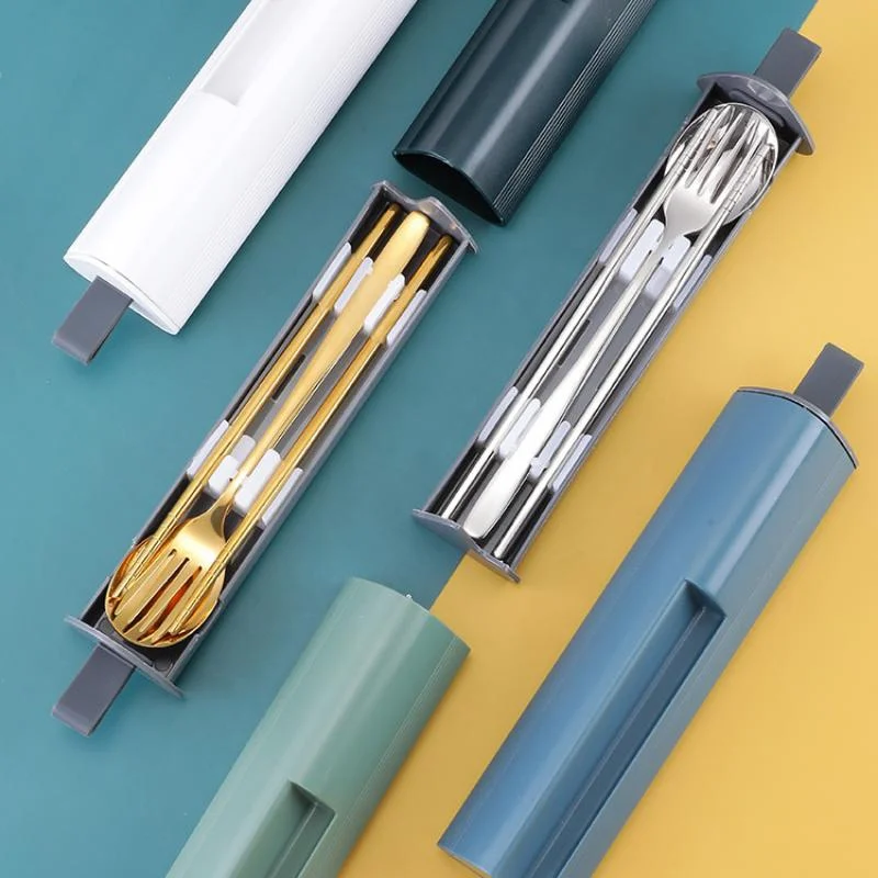 304 Stainless Steel Spoon Fork Chopsticks Cutlery Set Portable Dinnerware Kit Lunch Tableware Box Travel Kitchen Accessories