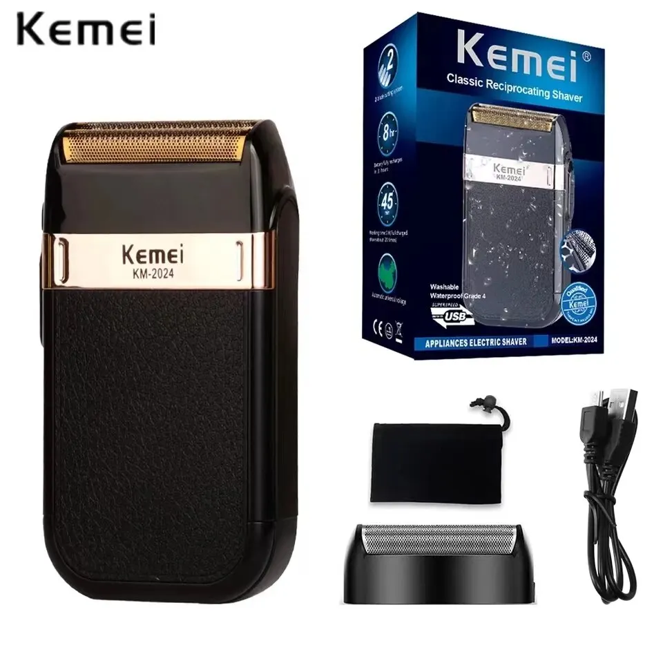 Kemei Electric Shaver Professional USB Rechargeable Men&rsquo;s Leather Shell Waterproof Beard Trimmer