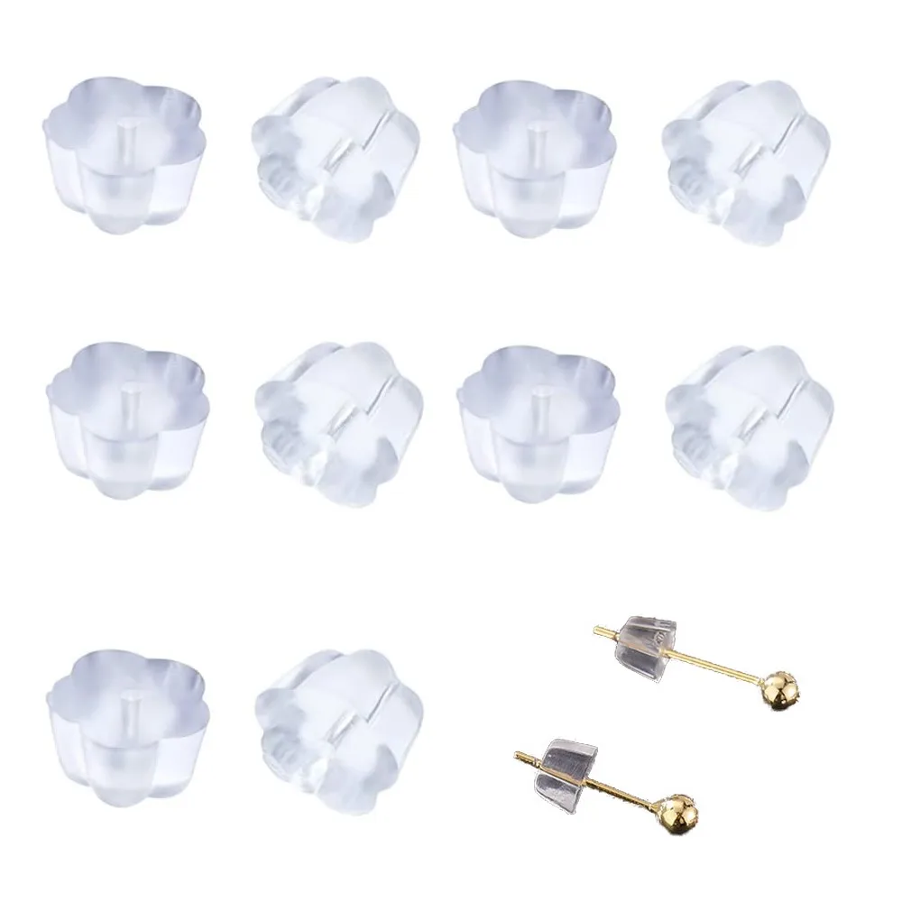 200/500 stücke weiches Silikon kautschuk 4/5mm Blumen ohrringe Rücken transparent für DIY Ohr Post Schmuck Zubehör Ergebnisse liefert