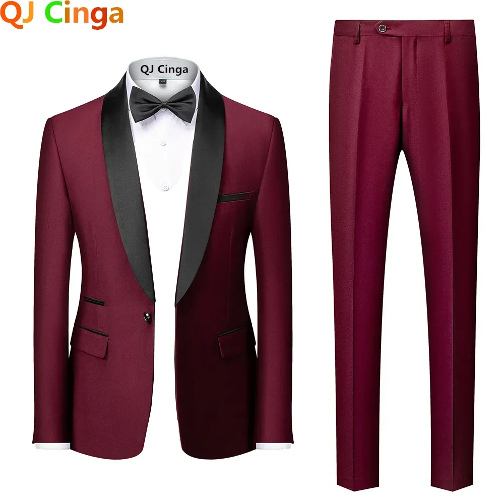 Men 2 Pieces Formal Suit Business Men Clothing Asian Size