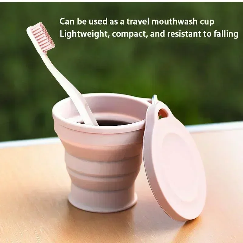 180ml Foldable Large Capacity Cup Mini Telescopic Cup Silicone Portable Tea Outdoor Travel with Lid Coffee Telescopic folding cup