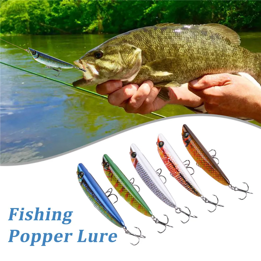 Top water popper fishing lures Kit 5/10PCS 3D Eyes Life-Like Swimbait  topwater lure for striped Bass Freshwater Saltwater