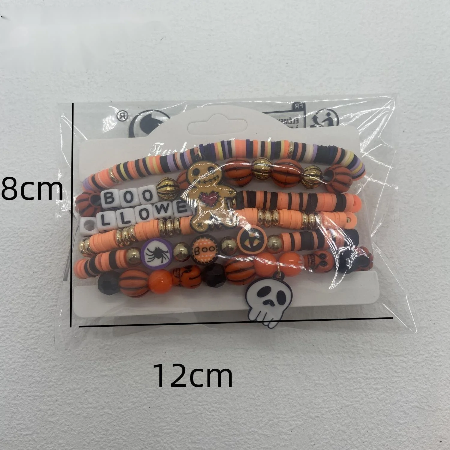 Ensemble de bracelets en perles thème halloween citrouille fantôme_voghion.com