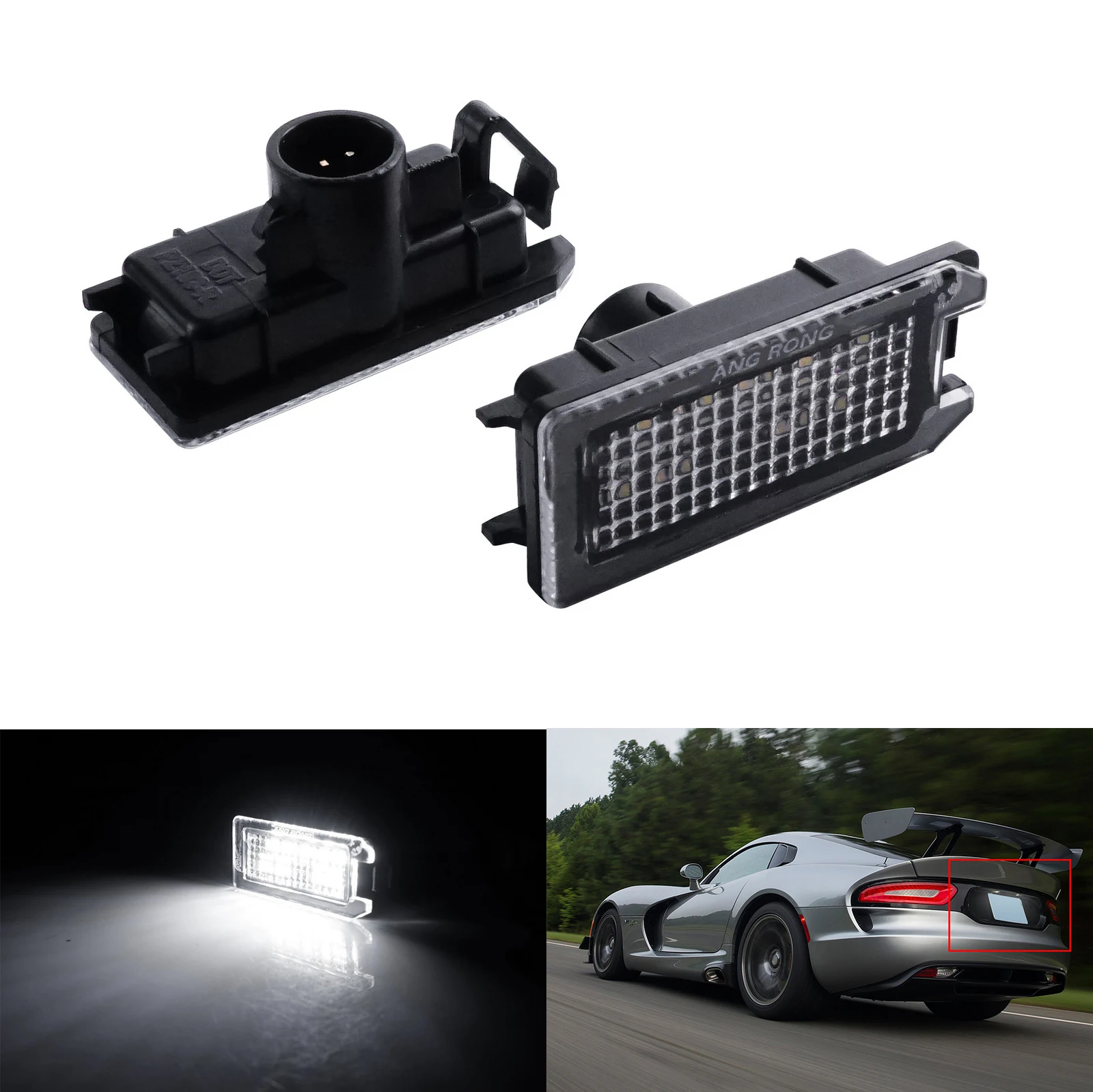 2X Led License Plate Light For Fiat 500 Dodge Viper Maserati Levante Jeep Grand