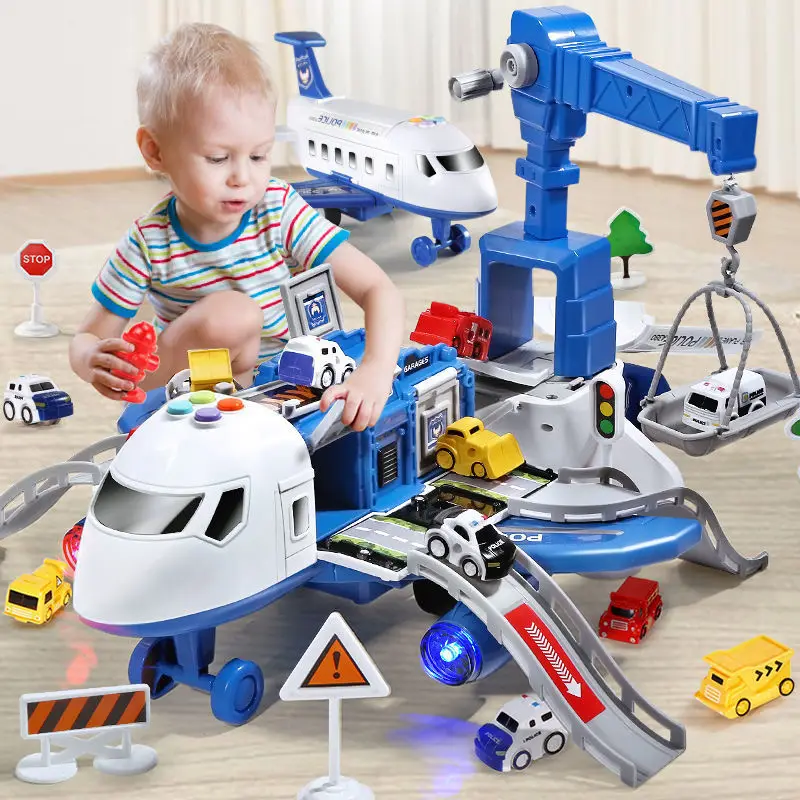 

New Large Size Music Deformation Simulation Track Inertia Toy Aircraft Passenger Plane Kids Airliner Toy Car for Children's Gift