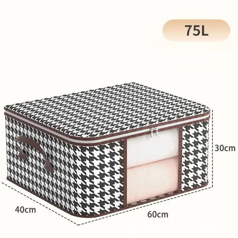 Storage Box Visible Large Capacity Storage Box Portable Household Clothes Organizer With Handles Foldable Dustproof Quilt Zipper Container