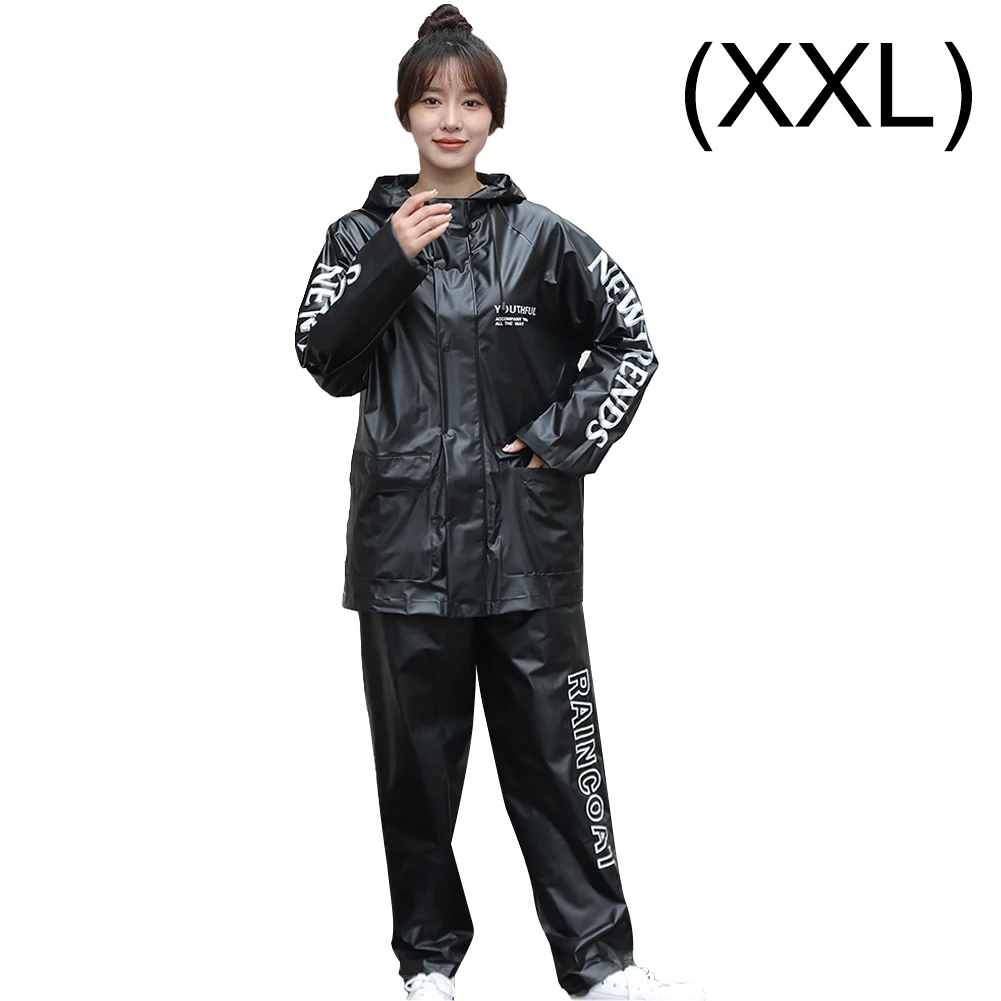 Full Body Raincoat with Hood Separate Rain Suit Waterproof Top & Bottom Rain Gear for Fishing Hiking Travel Running