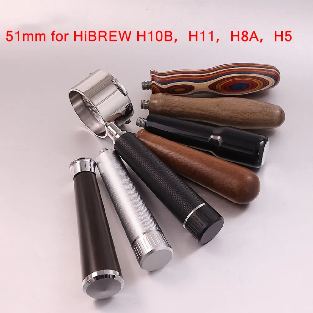 Portafiltro sin Fondo de 51 mm y 3 Pernos para Máquina de Espresso HiBREW H10B/H11/H8A/H5, Herramienta de Filtro de Café de Acero Inoxidable