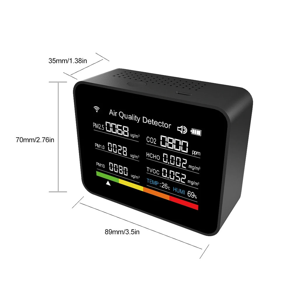 Tuya kryty Tester jakości powietrza 13 in1 z Monitor jakości powietrza WiFi dla CO2 TVOC HCHO PM2.5 PM1.0 PM10 wilgotność temperatury więcej