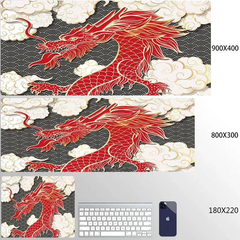 thumbnail image 1 of Alfombrilla de ratón con diseño de dragón, tapete de escritorio en blanco y negro, para ordenador portátil, teclado de Anime japonés para videojuegos, alfombrilla de goma para mesa, alfombrilla para r, 1 of 5