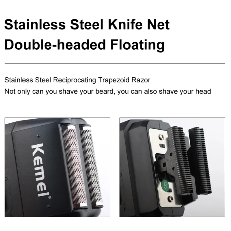 Kemei Rechargeable Cordless Shaver for Men Twin Blade Reciprocating Beard Razor Face Care Multifunction Strong Trimmer  KM-1102 3