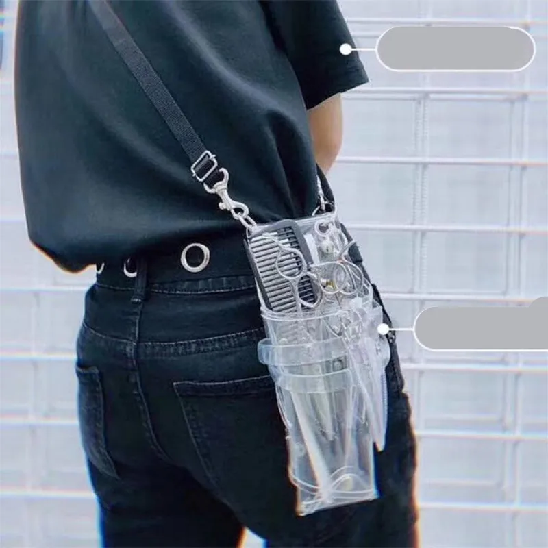 1PC 10 Color Transparent Hairdressing Scissors Bag Salon Holster Pouch Holder Storage Messenger Bag Hairdressing Styling Tool 2#