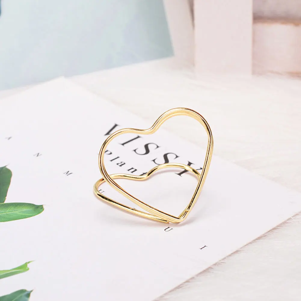 Metal Paper Clip Number Stand Double Layer Love Place Card Holder 15pcs Party Wedding Heart Shape Card Display Stand Reusable place card holders