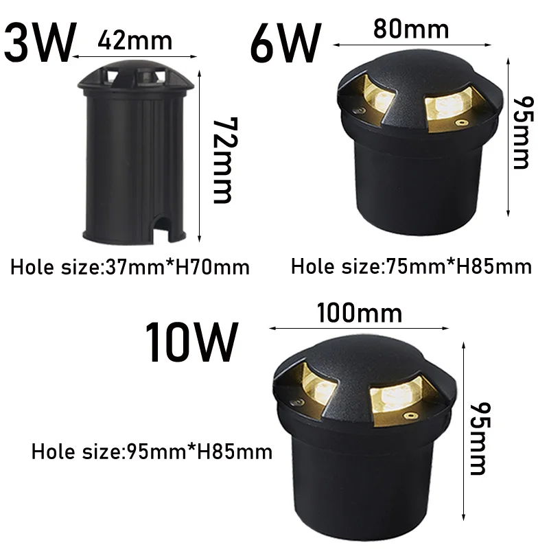LED Garden Light IP67 AC110V220VDC12V 3W 6W 10W Spotlights Outdoor Waterproof Recessed Underground Lamp Floor Landscape Lighting