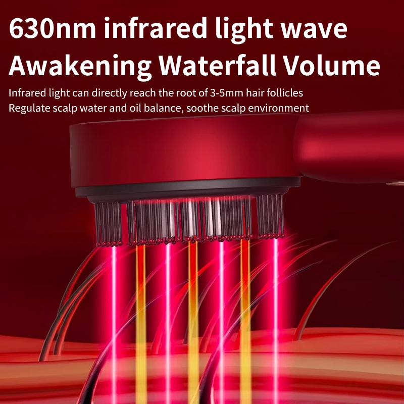 Electric Massage Comb Vibration Red Light Therapy Hair Growth Massage Scalp Brush Anti Hair Loss Liquid Oil Applicator