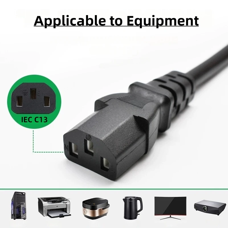 1.5m EU Plug Power Cable IEC C13 AC Power Supply Cable Extension Cord Copper Power Wire For PC Computer Monitor Samsung TV Speak - 2