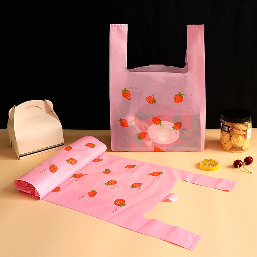 Chic Pink Strawberry Design Gift Bag - Versatile Hand-Carry Packaging