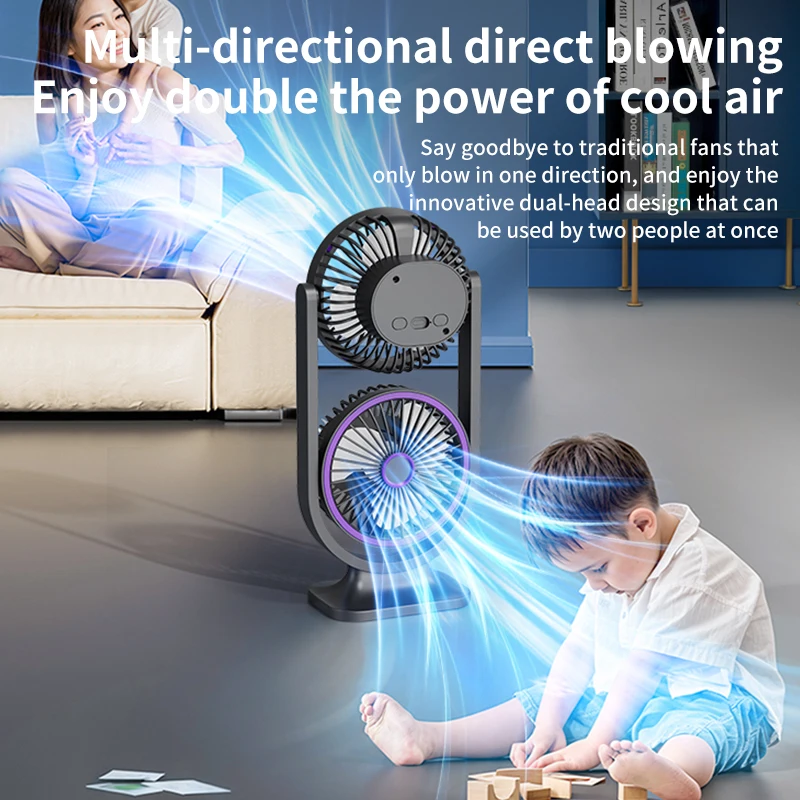 TINSOL 2026 New Dual-Head Desktop Fan, High-Power Air Circulation Fan, Office and Dormitory Double-Layer Fan 5