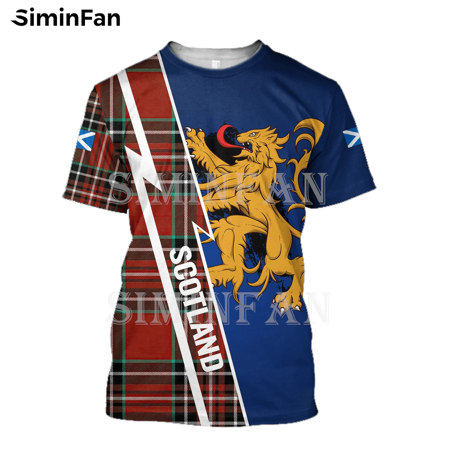 Scozia Flag Lion King Mens 3D Print T-Shirt Casual Unisex Harajuku Summer Tees Hip-Hop Donna Top Manica Corta Taglie Forti 03