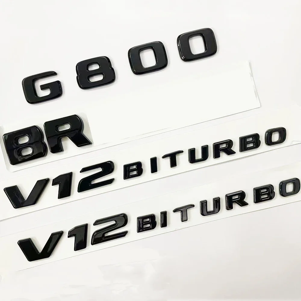 Black Gloss Car Decora Emblema Lettering Logo Trunk Badge Sticker Accessori Per Mercedes Benz G800 Brabus V12 Biturbo