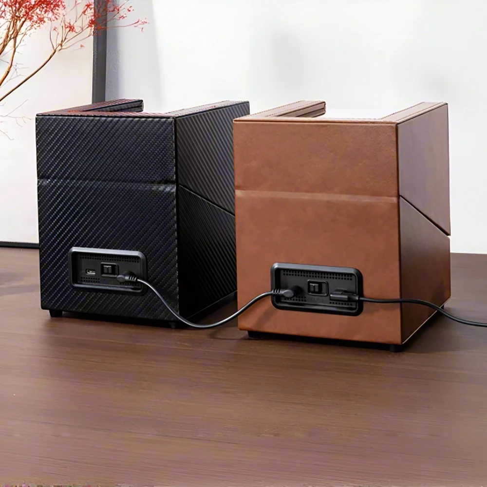 PU Leather Automatic Watch Winder Box, 2-Slot Mechanical Watch Display Organizer, Quiet... - SKU LAWW1051 - UGI Packaging