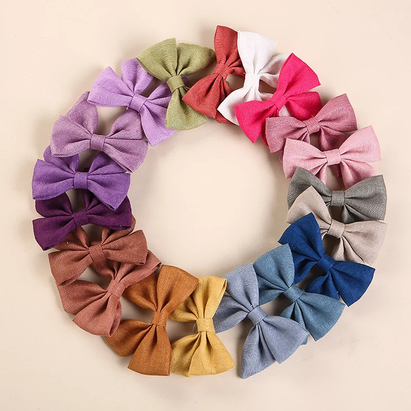 2PCS Baby Hair Clips for Girls Hair Accessories Kids Cotton Bows Hairpin Children Dovetail Side Clips Barrette Lovely