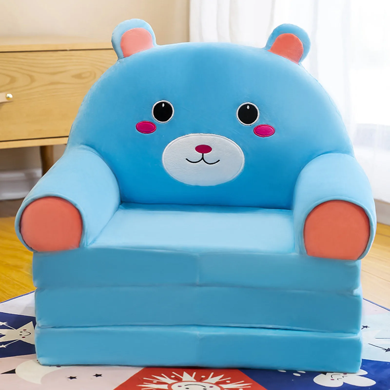 Foldable Kid Sofa Backrest cover Armchair 2 In 1 Recliner Cover Full Length Rotating Seat