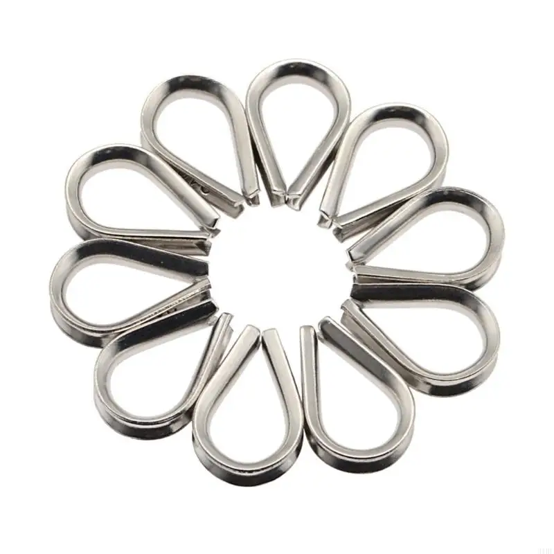 31BE 10Pcs Heavy Duty Thimble Cable Wire Rope Protective Sleeve Triangular Cable Clamps 304 Stainless Steel Thimble