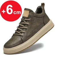 Elevator shoes for man height increase 8cm 6cm luxury brand sneaker genuine leather men's hidden heels casual shoe increasing 1