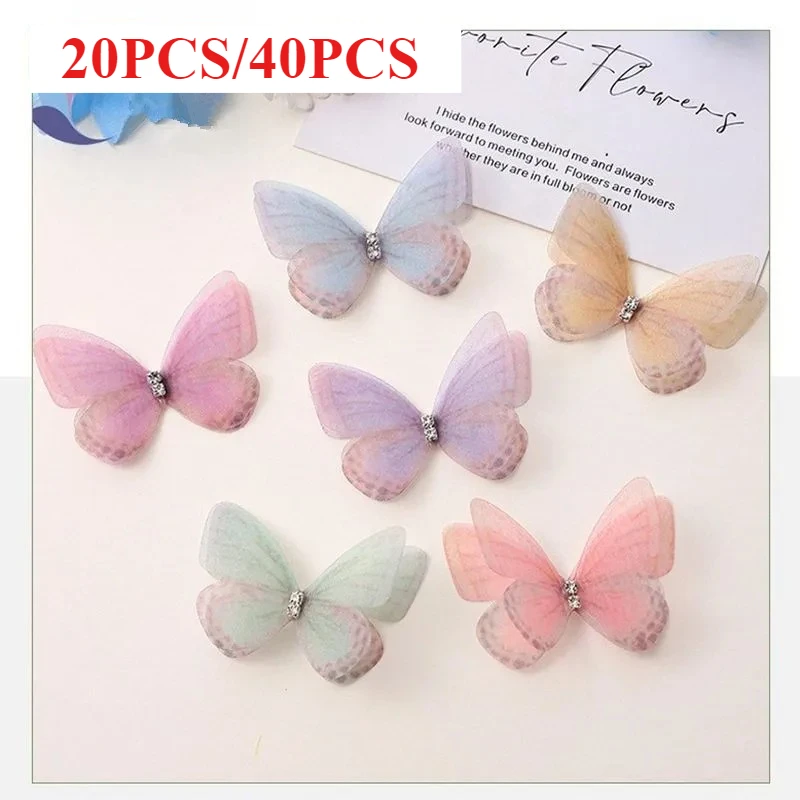 Butterfly Decoration Double Mesh Bouquet Patch Wall Decoration DIY Headdress Hair Accessories Nail Art Beauty Room Decoration 1