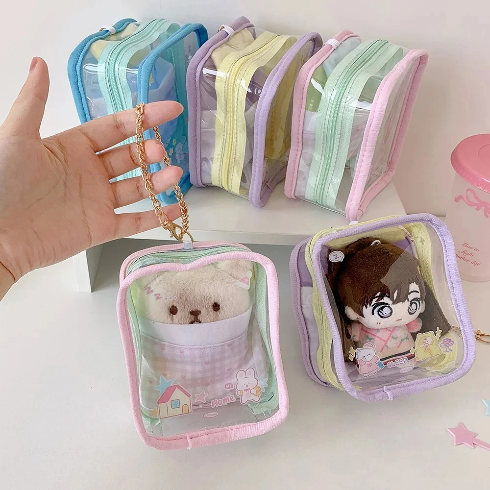 Cartoon PVC Transparent Doll Bag Kawaii Doll Display Bag Girl Badges Storage out Display Bag Student Toon Bag Badge Holder Bag