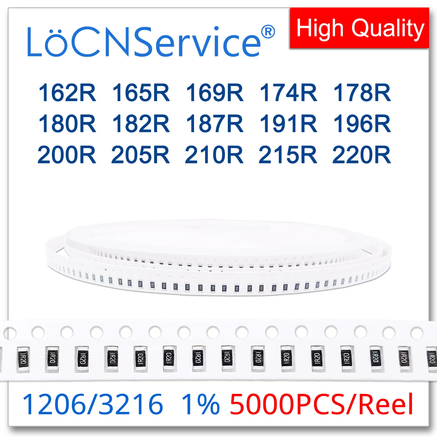

LoCNService 1206 1% 5000 шт. 162R 165R 169R 174R 178R 180R 182R 187R 191R 196R 200R 205R 210R 215R 220R 3216 резистор Ом