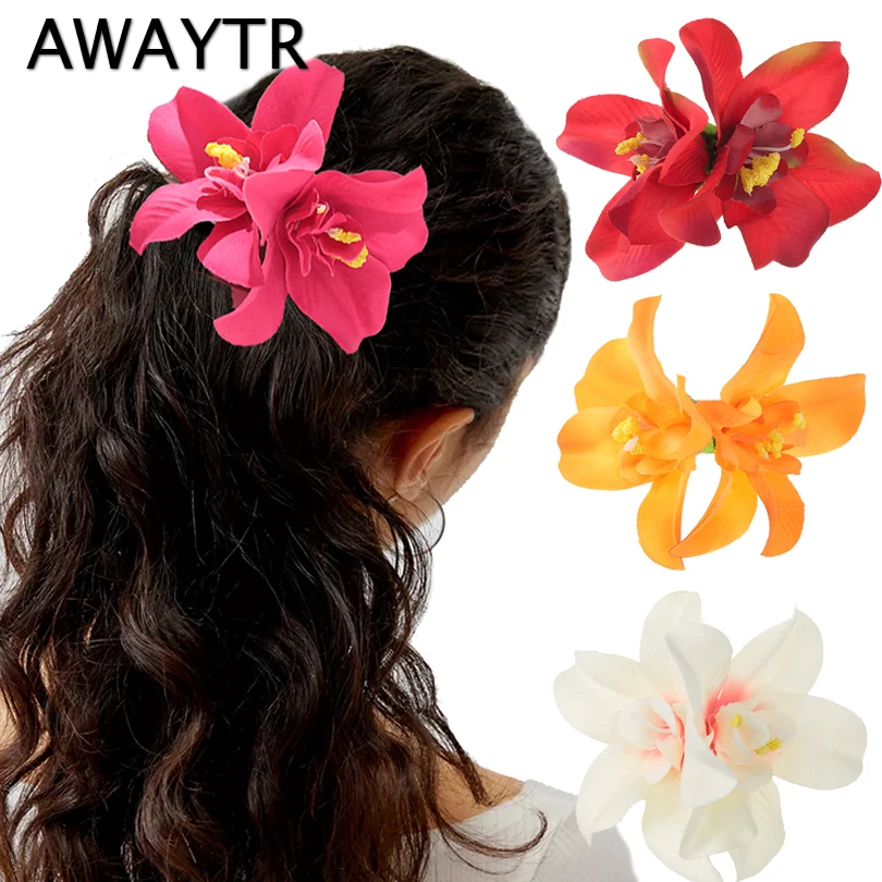 AWAYTR Elegante böhmische Blume, kleine Haarspangen, künstliche Blumen, Seitennadeln, Haarnadel, Urlaub, Strand, Haarschmuck für Frauen