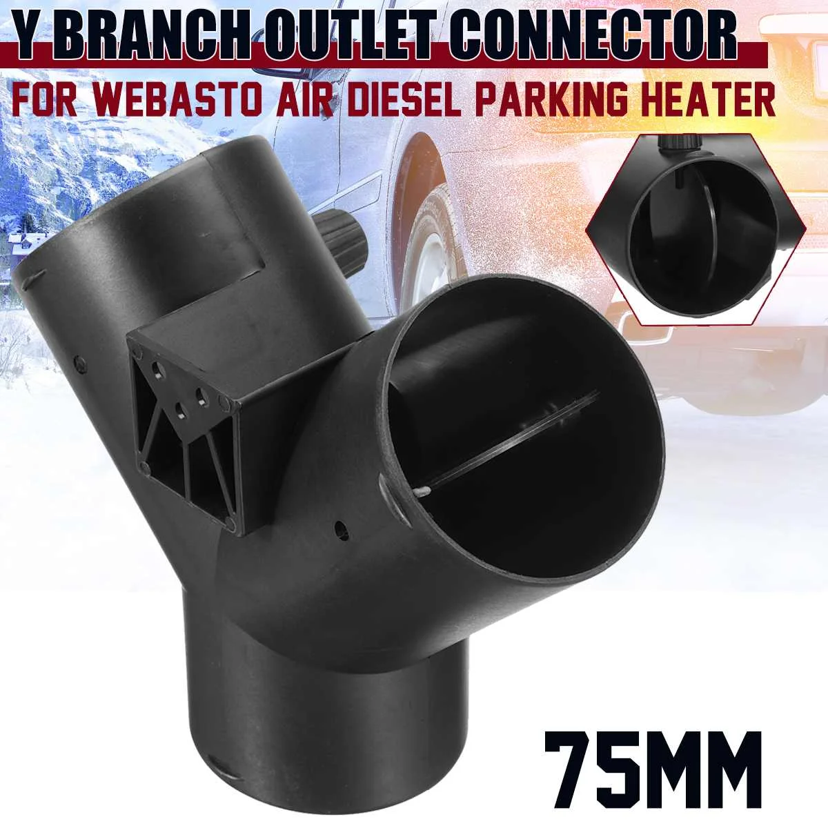 Air Heater Air Heater Duct Pipe Air Heater Exhaust Pipe Air Heater Duct Connector Car Air Vent 60mm/75mm Car Heater Air Vent Ducting Y T Piece Exhaust Connector w/Dual Regulating Valve Flap For Webasto Diesel Parking Heater