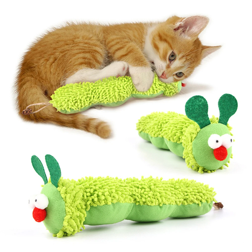 Cat Chew Toy Cute Soft Plush Caterpillar Pillow Funny Kitten Interactive Teeth Grinding Catnip Toy Claws Thumb Bite Cat Mint Toy cartoon shaped pet catnip plush toy cute kitten self teeth cleaning toys cat intdoor interactive thumb toy cat chew products