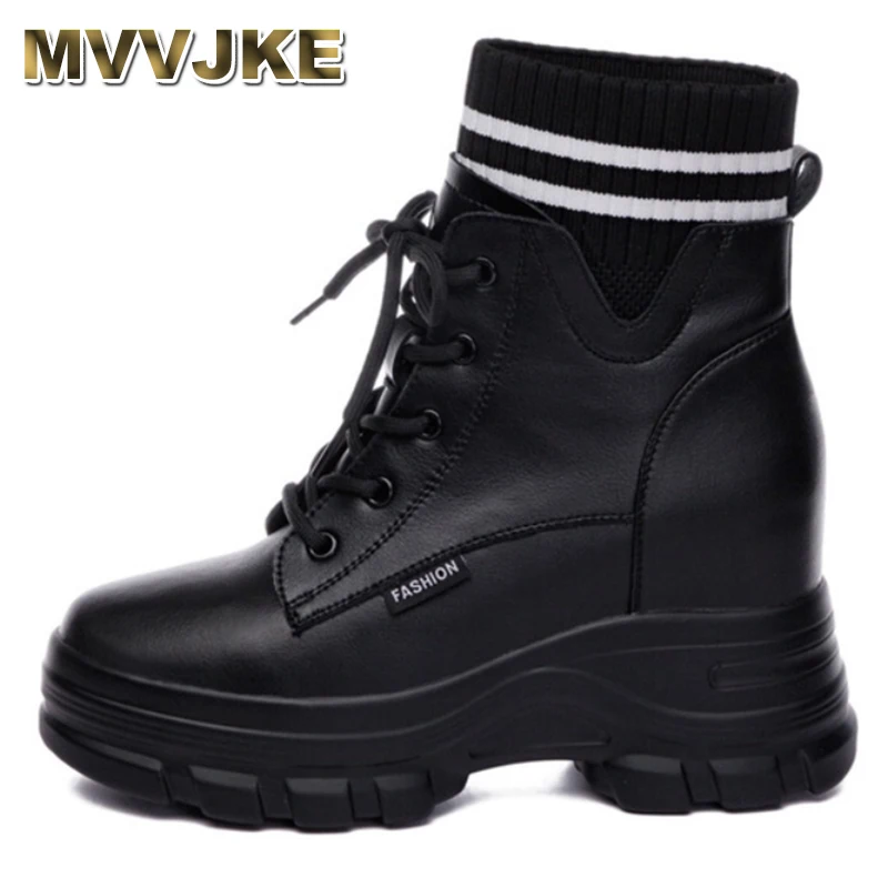 

Fashion Colorful Color Matching Thick-Soled Boots High-Top Casual Women's Shoes Large Size Casual Lace-Up Women's Ankle Boots