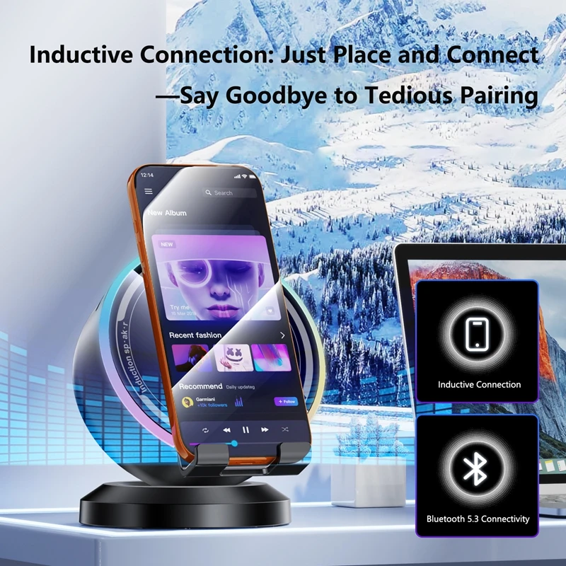 Sensore intelligente per supporto per cellulare, audio, luce RGB pulsante, altoparlante Bluetooth multifunzione da tavolo 2026_voghion.com