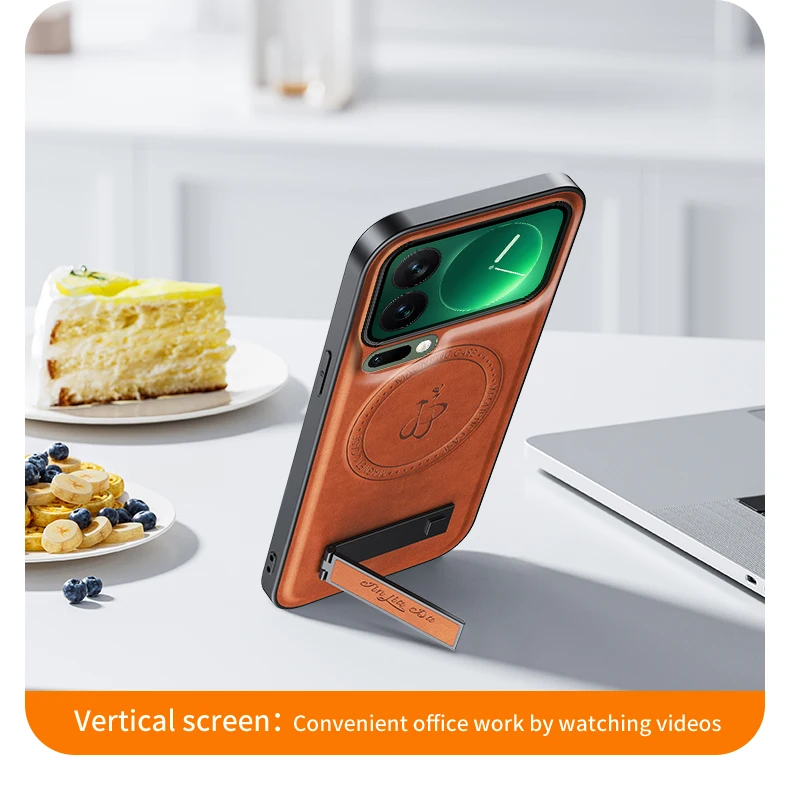Magnetic Leather Stand Case with Camera Protection and Holder Cover