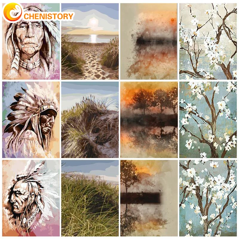 

CHENISTORY Painting By Numbers Paint Flower DIY Canvas Pictures By Numbers Hand Painted Oil Painting Figure Home Decoration