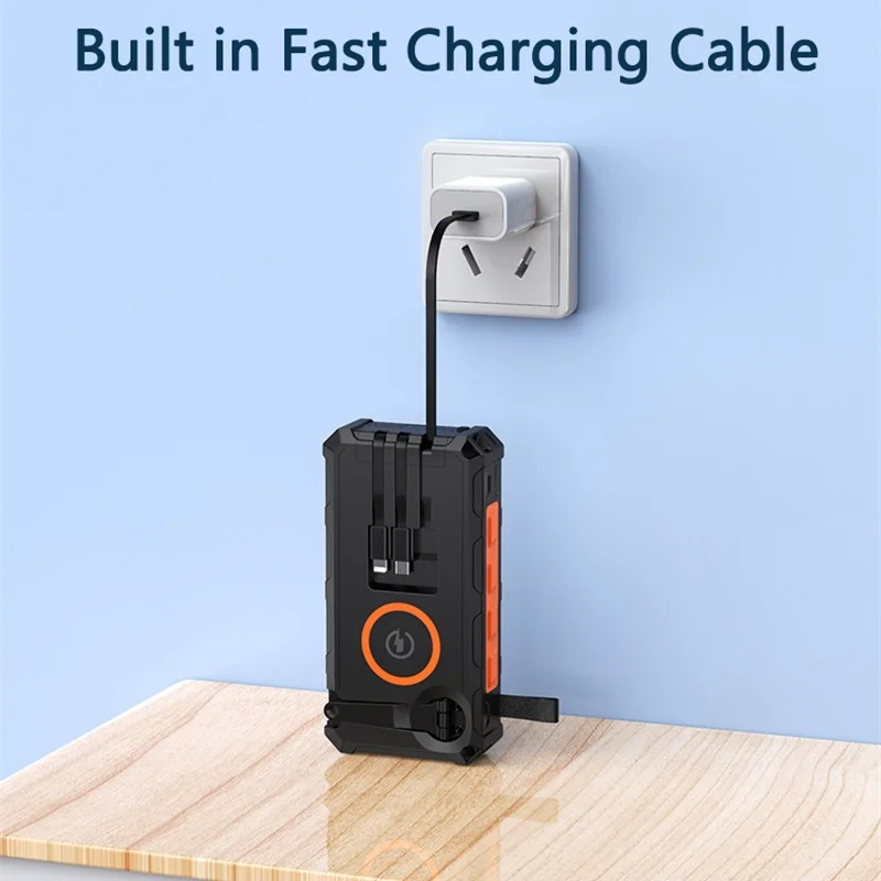 20000mAh Hand Crank Solar Power Bank with Foldable 4 Solar Panel