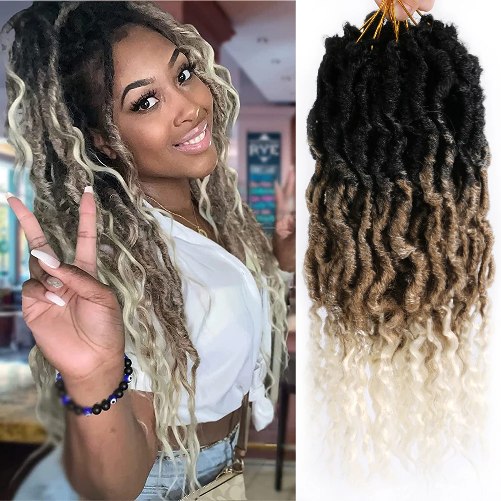 

Dairess Synthetic Goddess Faux Locs Crochet Hair Pre Looped Wavy Dreadlocks With Curly Ends For Black Women
