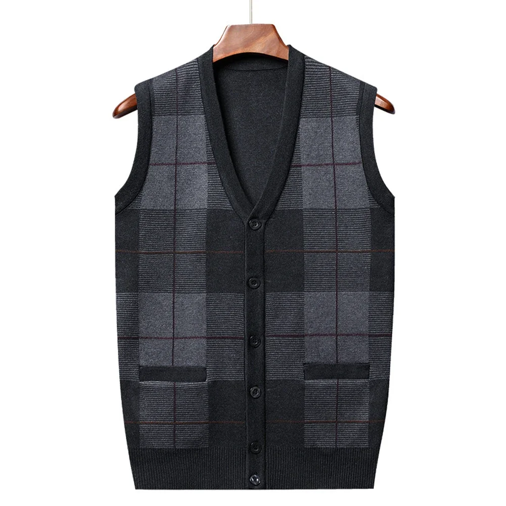 

Knitted Cardigan Vest Coat Tank Comfortable Top Daily V-Neck Holiday Vacation Loose Vintage M-3XL Male Men Plaid