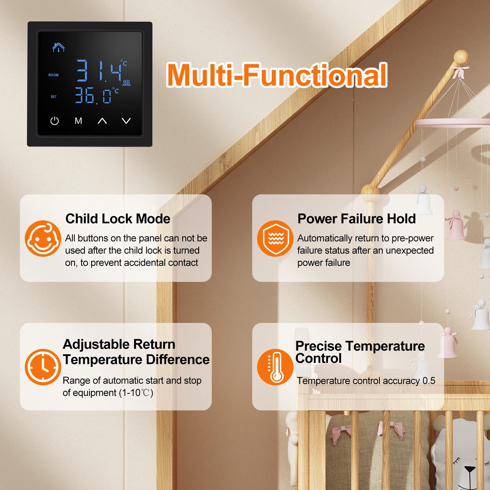 Advanced Smart Thermostat with LED Touchscreen for Floor Heating Systems