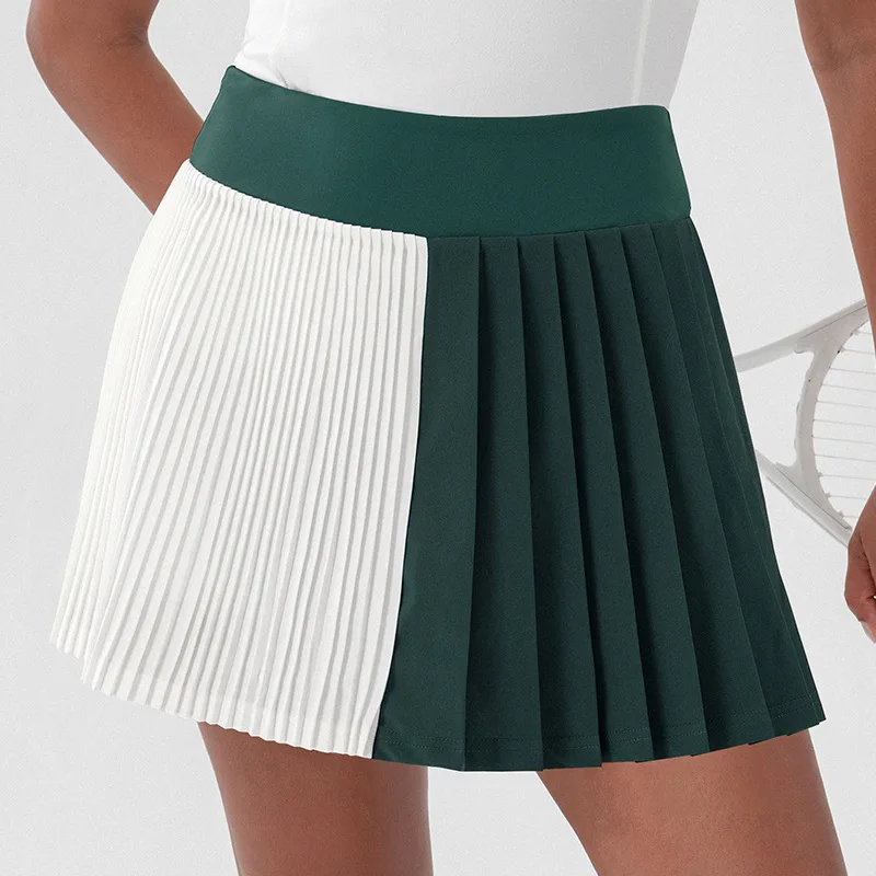 New Spring And Summer New Contrast Color Yoga Skirts Tight Stretch Golf Tennis Skirt Anti-exposure Running Sports Short