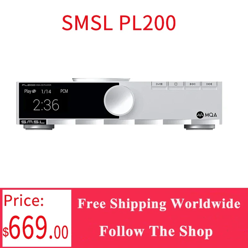 

SMSL PL200 Hi-res Class CD Player Piano Keys Design AK4499EX MQA-CD DSD512 Bluetooth LDAC Aptx-HD With Remote Control