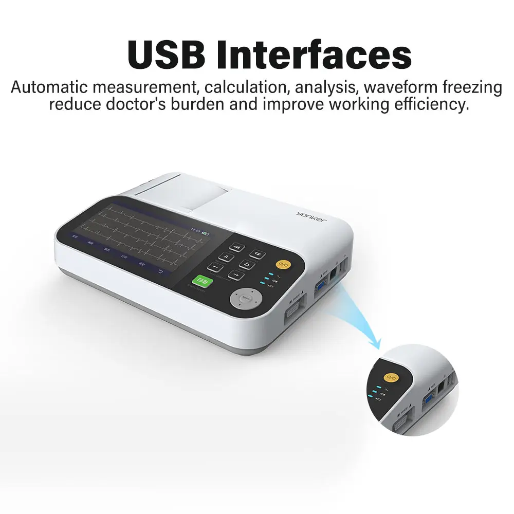 Yongrow Hospital Clinic Portable 6 Channel 12 Lead ECG Electrodes Machines Monitor Production ECG Machine With Thermal Printer