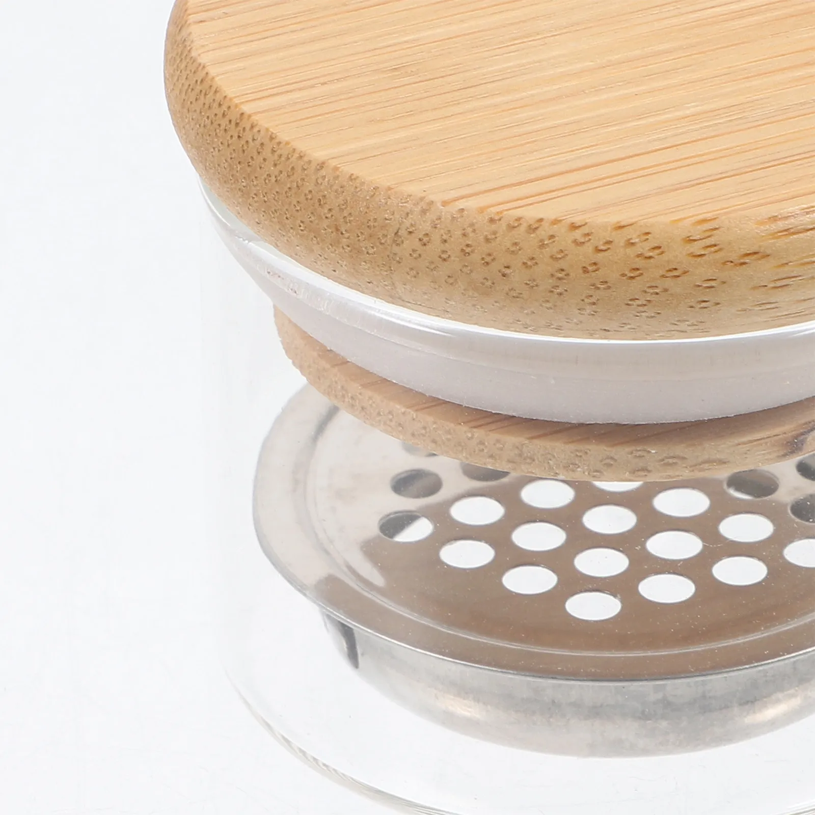 유리 네일 접시 그릇, 나무 뚜껑과 스테인리스 스틸 메쉬 포함, 아크릴 네일 매니큐어용 다펜 디쉬, 전문가용/홈 살롱용