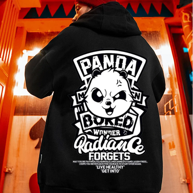 Sudaderas con capucha de lana con estampado de Panda y letras