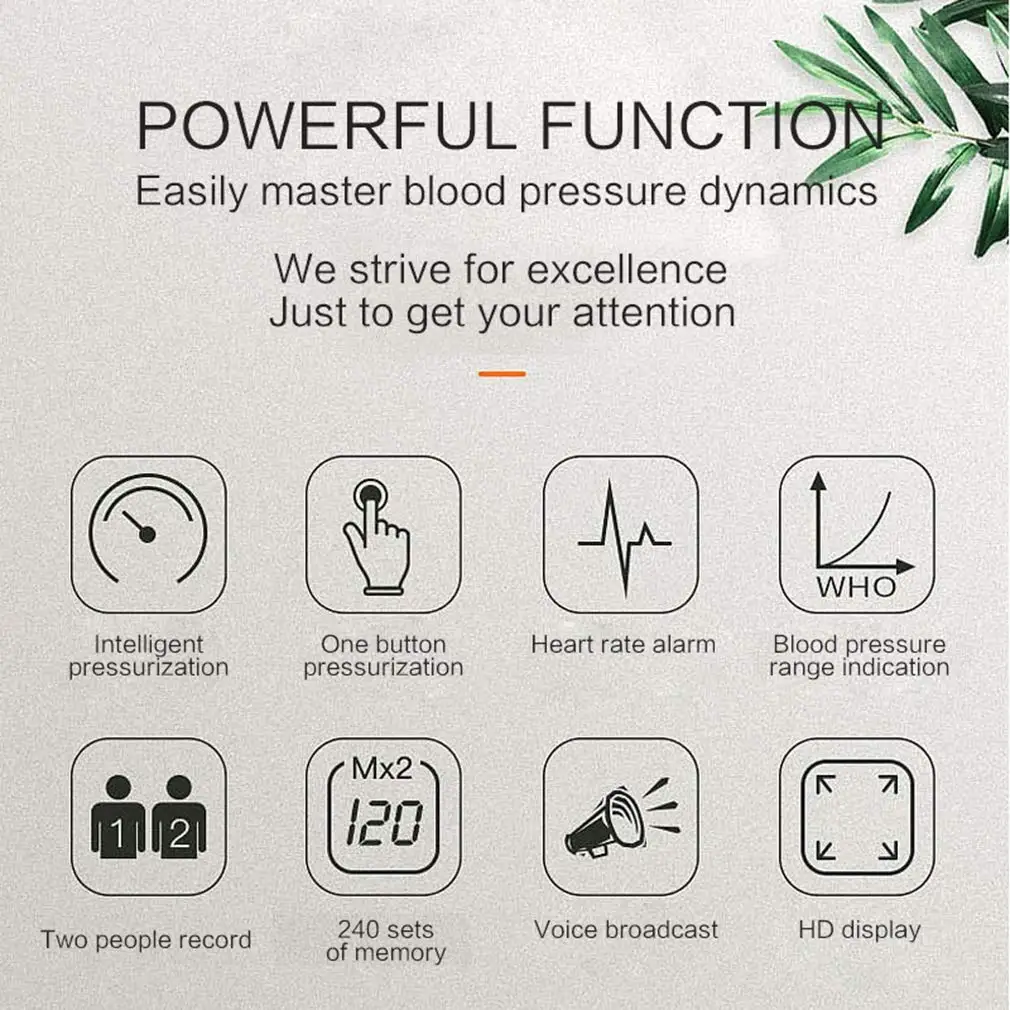 English Voice Blood Pressure Monitor Upper Arm Automatic Tonometer Blood Pressure Meter BP Sphygmomanometer LCD & Cuff Medical